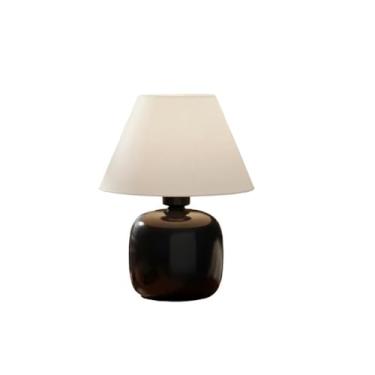 Imagem de Abajur Luminaria Ceramica Porcelana Bivolt Com Cupula para Decoração Quarto Escritorio Sala Infantil Adulto(Preto)
