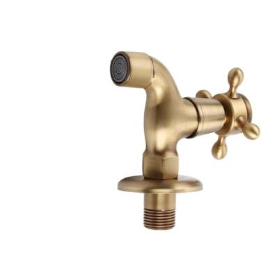 Imagem de Irfora Torneira Montada na Parede de Alça única de Latão Vintage, Resistente à Corrosão, Antiferrugem, Resistente Em Uso, para Esfregão de Pia de Cozinha e Piscina Com (Torneira de piscina Mop curta)