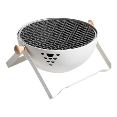 Imagem de Pequena Churrasqueira a Carvão | Fogão Portátil Dobrável de Mão,Churrasqueira com Ponteira Anti-Queimadura | Para Exterior Jardim Acampamento Viagem Piquenique