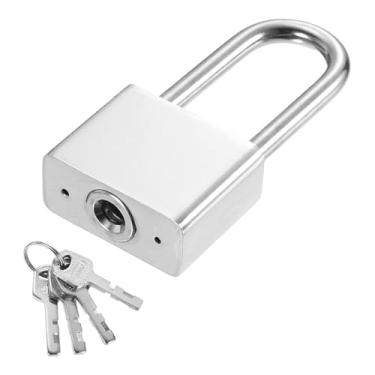 Imagem de PATIKIL Trava resistente de 40 mm, 1 cadeado de liga de aço de alta segurança com 4 chaves para janela de porta de armazenamento de contêiner de transporte de armazém (H: 85 mm