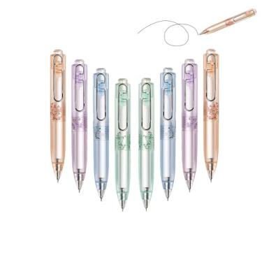 Imagem de GZBABY Canetas de gel fofas 8 peças, caneta esferográfica retrátil, 0,5 mm, tinta preta, caneta de bolso para marcação de assinatura (paisagem)