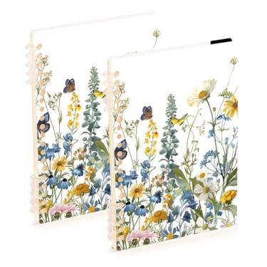 Imagem de Burbuja Cadernos Wildflowers, papel pautado universitário A5 com 60 folhas, fichário para escritório, 2 unidades