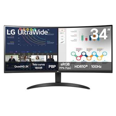 Imagem de Monitor LG UltraWide Curvo 34WR50QK-B QuadHD 2K de 34", PBP, sRGB 99%, HDR10, 100Hz - 34WR50QK-B