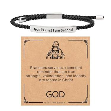 Imagem de Pulseira God Is First, joia cristã inspiradora, presente de fé motivacional, Medium, Latão, Sem Pedra Preciosa