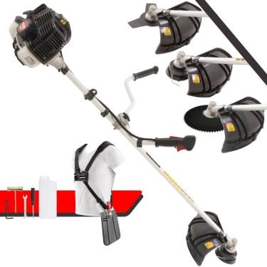 Imagem de Roçadeira Profissional Lateral Kawashima Kw52le À Gasolina 52c 2,5hp Com Faca 3 Pontas + Faca 80 Dentes Duraline 255mm