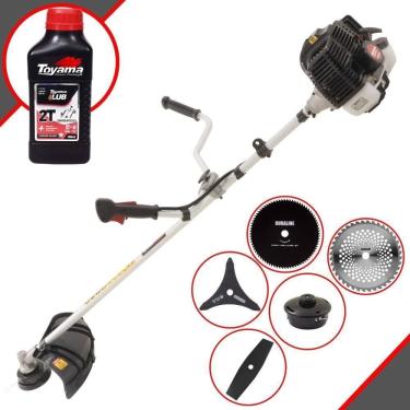 Imagem de Roçadeira Profissional Lateral Kawashima Kw52le À Gasolina 52c 2,5hp 2t + Faca 2 Pontas + Faca 40 Dentes + Faca 80 Dent