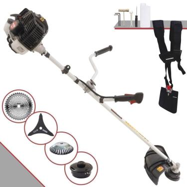 Imagem de Roçadeira Profissional Lateral Kawashima Kw52le À Gasolina 52c 2,5hp 2t + Faca 40 Dentes Duraline 255mm + Escova Rotati