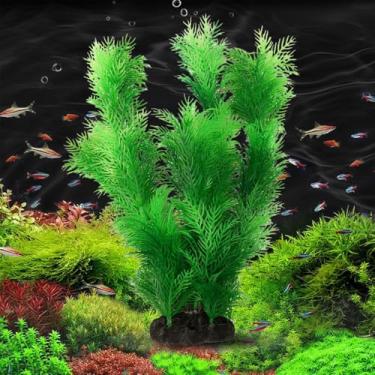 Imagem de Vários estilos de plantas aquáticas artificiais realistas, verde, planta falsa, grama, aquário, paisagismo, decoração de visualização de aquário (estilo 2,32 * 18 * 9 cm)