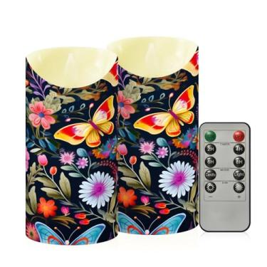 Imagem de Wassud Borboletas flores velas sem chama com controle remoto, velas realistas cintilantes com temporizador, velas decorativas para Natal, casamento, festa, decoração de casa média