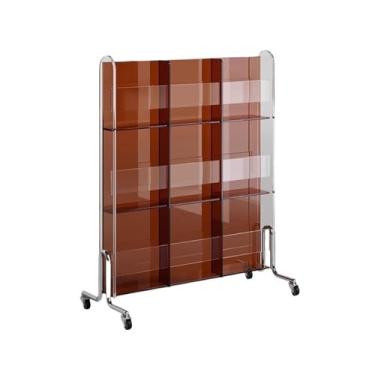 Imagem de Suporte para armazenamento de CDs Prateleira multifuncional móvel com rodízios para armazenamento de discos vinil, jornais e livros