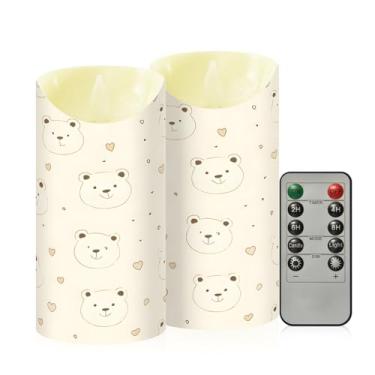 Imagem de Wassud Velas sem chama com ursos fofos com controle remoto, velas realistas cintilantes com temporizador, velas decorativas para Natal, casamento, festa, decoração de casa média