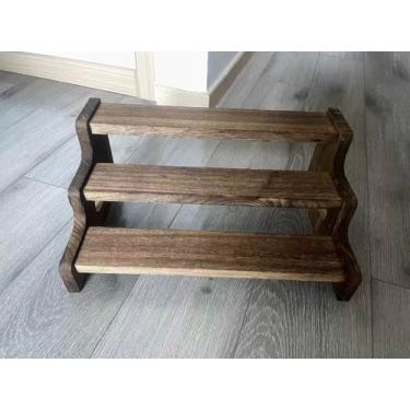 Imagem de LFILONRO Porta-temperos de 3 camadas, prateleira de madeira de 35 cm, suporte de armazenamento de especiarias, organizador de armário de despensa de cozinha para garrafas de especiarias