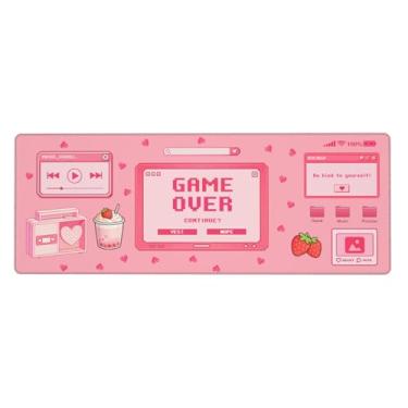 Imagem de Tapete de rato rosa para jogos 81 x 30 cm, acessórios de mesa para jogadores, GG, grande, tapete de rato para computador antiderrapante, tapete de rato fofo, tapete de rato para meninas, decoração de