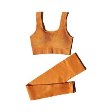 Imagem de Conjunto De Yoga Sem Costura Feminino, Roupa De Fitness 2 Peças, Top E