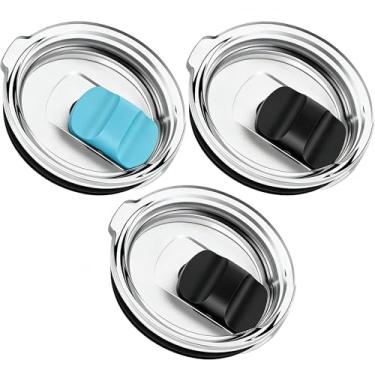 Imagem de Tampa de copo de 850 g, tampas de substituição compatíveis com copo YETI de 850 g, caneca de 400 ml e caneca de canudo de 1000 ml, pacote com 3 tampas de copo à prova de derramamento com interruptor