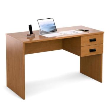 Imagem de Escrivaninha Home Office Londres com 2 Gavetas Mesa de Computador para Estudo e Trabalho Moderna(Canela)