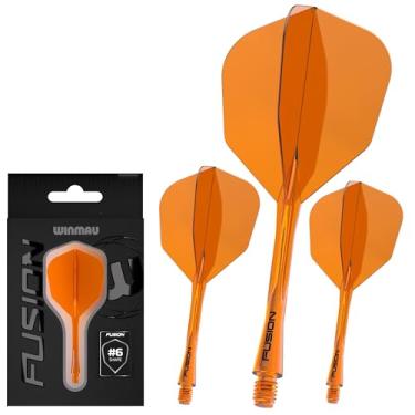 Imagem de Winmau Sistema integrado de voo e eixo Darts Fusion - Formato e design nº 6 - cor laranja, comprimento curto