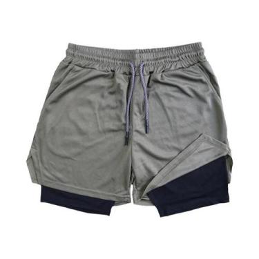 Imagem de Shorts de Fitness Masculino - Secagem Rápida, Respirável, Cintura Elás