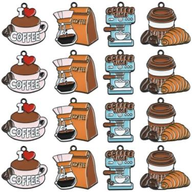 Imagem de LiQunSweet 20 peças, 4 estilos, berloques esmaltados com tema de café, para joias, pulseira, colar, brinco, bolsa, chaveiro, decoração de telefone