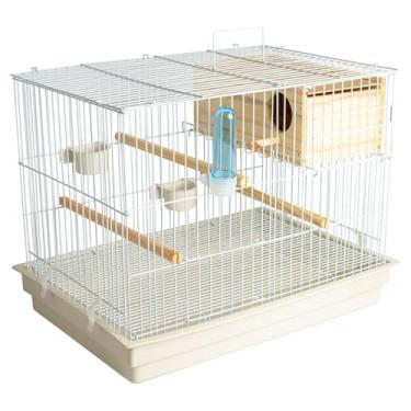 Imagem de Gaiola COMPLETA Criadeira Para Aves Calopsita Com Ninho MDF Resistente(Branca/Branca)