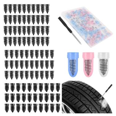 Imagem de Turcee Kit de plugue de pneu de parafuso de carro de 100 peças, kit de parafusos de carro portátil com chave de fenda, 3 tamanhos de plugues de pneus de carros tipo de parafusos como kits de reparo de