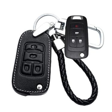 Imagem de Capa de couro para chave de carro compatível com Chevrolet Cruze Aveo Trax Opel Astra Corsa Meriva Zafira Antara J Mokka Insignia compatível com Buick(C-Black)