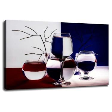 Imagem de Pôster em dois tons de vinho impressões simetria arte de parede para casa 1 painéis decorações com moldura 30.5 cm x 20.3 cm