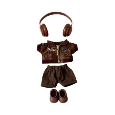 Imagem de Jaqueta Retro Marrom Para Boneca Labubu De 15 a 17cm, Roupa Da Moda, P