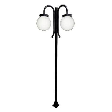 Imagem de Poste Luminária Globo G Duplo Braço Curvo Baixo feito com cor Preto 20