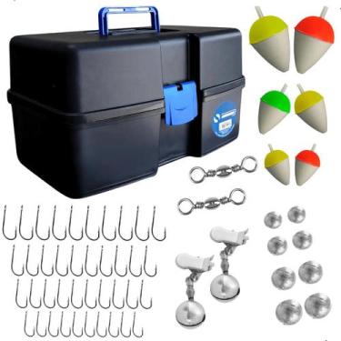 Imagem de Maleta Multiuso E Kit De Acessórios De Pesca Com Anzóis, Chumbadas, Gi
