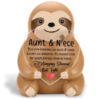 Imagem de SunyJone Sloth Gift for Niece from Aunt Uncle, Cute Resin Sloth Figurine with Positive Heart Message, Birthday Christmas Back to School Encouragement Desk Decor Keepsake for Niece Teen Girls SCC42