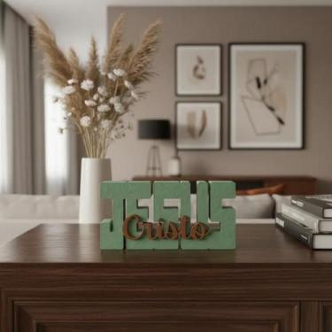 Imagem de Letreiro Jesus Cristo Bíblico Cristão de Apoio 20cm Decorativo Impress