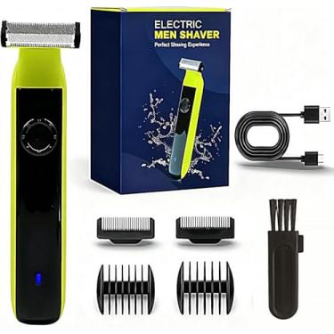 Imagem de Aparador de barba masculino - aparador de barba híbrido impermeável masculino e corporal masculino recarregável molhado/seco aparador de barba masculino com 4 pentes