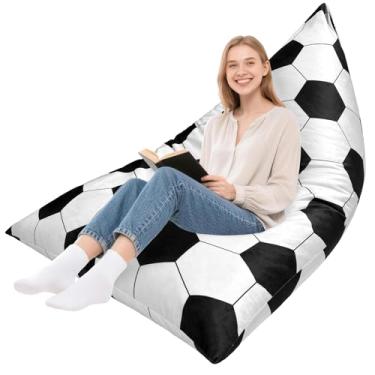 Imagem de Lukeight Cadeira de futebol com espuma viscoelástica para crianças, adolescentes e adultos, pufe com capa removível, poltrona aconchegante para sala de estar, sofá preguiçoso para jogos e leitura, 2GG