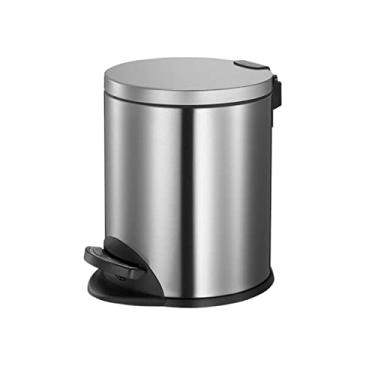 Imagem de Caixotes de lixo, lixeira 8L/12L Lixeira doméstica simples com tampa para cozinha, sala de estar, banheiro, lata de lixo operada por pés, caixa de banheiro de cozinha de aço inoxidável/verde/8L/Sier