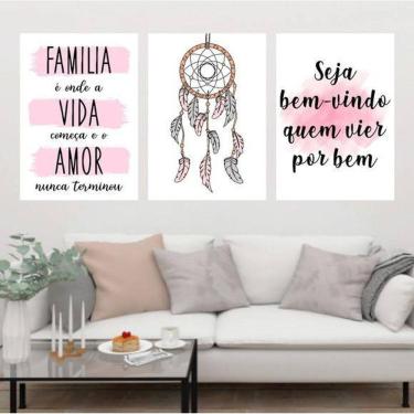 Imagem de Kit 3 Quadros Família Filtro Dos Sonhos 60X40Cm Branca