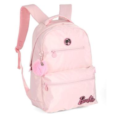 Imagem de Mochila Costas 18 Barbie Rosa Pastel Com Pompom Luxcel
