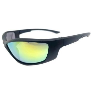 Imagem de Óculos de Sol EUORYA OPEN armacao preta lentes verde espelhado protecao TOTAL UV400-Masculino
