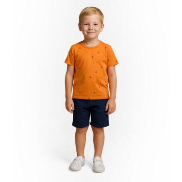 Imagem de Camiseta Infantil Masculina Infinita Cor Laranja, 4, Laranja