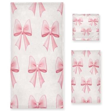 Imagem de xigua Conjunto de toalhas de banheiro com laço absorvente macio 3 peças toalha de banho toalha de mão toalhas decorativas para banheiro, academia, hotel, praia, piscina