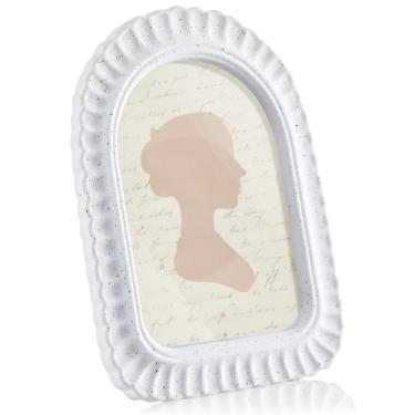 Imagem de AceOrbit Porta-retrato branco ondulado de 10 x 15 cm com borda ondulada fofa de vidro real para exibição de mesa, decoração de casa, família, amigos, presentes de formatura de casamento