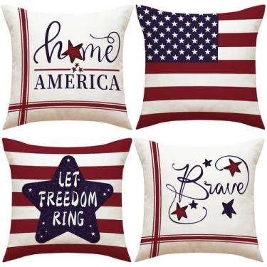 Imagem de Conjunto de fronhas Patriotic 4 de julho, bandeira americana x4 - Yiwe