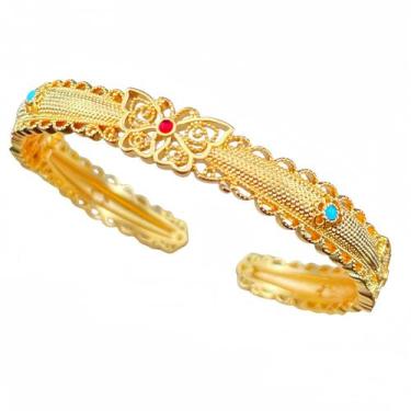 Imagem de Pulseira aberta banhada a ouro para mulheres de 20 g com borboleta - y