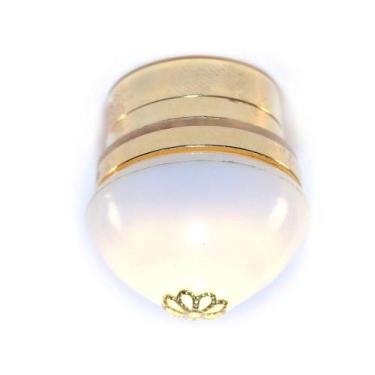 Imagem de Luz de teto Dolls House Round Flush White Shade Brass LED - Gloome Sto