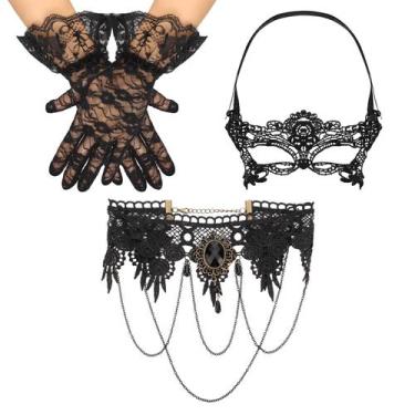 Imagem de Conjunto de fantasias Yolev Halloween Masquerade, 5 peças de colar gar