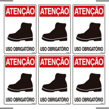 Imagem de Combo 6 Placas De Sinalização Atenção Bota Uso Obrigatório 20x30 Ekomu