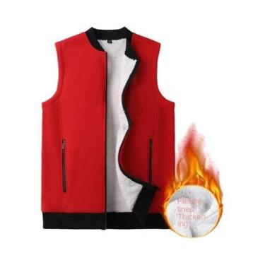 Imagem de Colete Masculino plus Size De Inverno Sem Mangas Com Gola Alta, Forro 