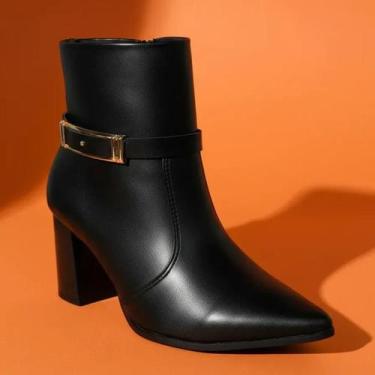 Imagem de Bota Feminina Ramarim Confortável Fashion Cano Curto, Preto, 38
