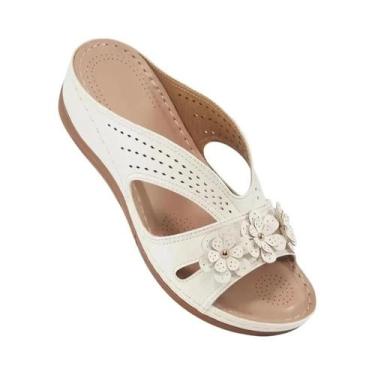 Imagem de Sandálias Casuais Femininas Com Plataforma Em Forma De Flor Confortáve