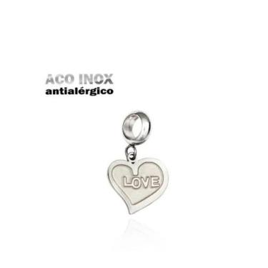 Imagem de Pingente Coração Love Aço Inóx Antialérgico Pulseiras Berloque - Pulse